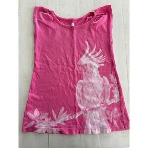 TEA Pink Cotton Cockatoo Dress Size 2 EUC
